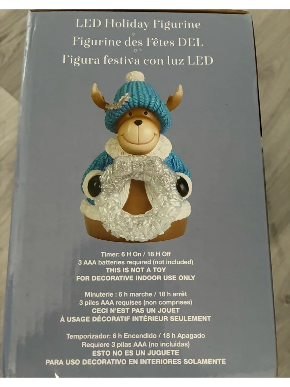 Blue Holiday Reindeer LED Accent Figurine -6 inch new